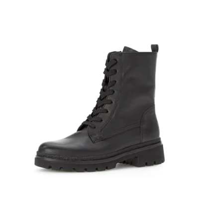 Abbildung von Gabor Damen Combat Boots, Frauen Stiefeletten,Leichte Mehrweite (G),schnürstiefel,Winterstiefel,Winterschuhe,schwarz (Mel.),37 EU / 4 UK