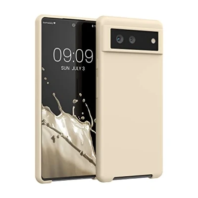 Abbildung von kwmobile Hülle kompatibel mit Google Pixel 6 Silikon Handy Case Handyhülle weiche Oberfläche kabelloses Laden Zuckerguss