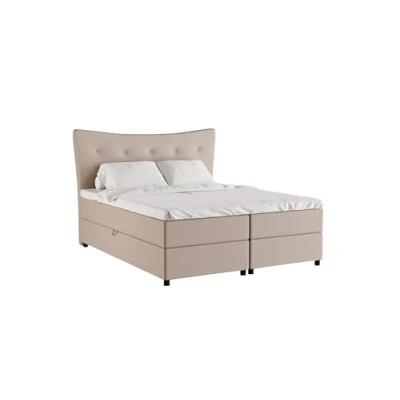 Abbildung von PANDA MÖBEL Nevada Boxspringbett 160 x 200 cm Doppelbett mit hochwertiger Bonell Matratze und Topper, Polsterbett Bettkasten, Schlafzimmer, Bequem, Modern, Stilvoll