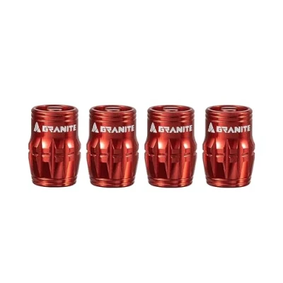 Abbildung von Granite Juicy Nipple Ventilkappe mit Ventilkern Entfernungsfunktion, Reifenventilkappen Staubschutz für Fahrräder und Fahrzeuge, Langlebige Legierung Schrader Ventilkappe, 4er Set (Rot)