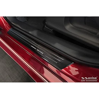 Abbildung von Avisa Black INOX Door sill Protectors Compatible with Toyota Yaris 2020 excl. GR &#039;Special Edition&#039; 4 Pieces
