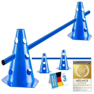 Abbildung von all Pets United® Steckhürden Set für Hunde; Agility Trainingszubehör Hunde &amp; Pferde; Hürdenset mit Stange Hütchen Tier Fußballtraining; Wetterfest Stabil (1 Set)