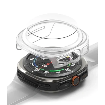 Abbildung von Ringke Slim &amp; Glass Kompatibel mit Samsung Galaxy Watch Ultra 47mm Hülle, Dünne Hart PC Schutzhülle Kratzfest Panzerglas Displayschutz Alpine Clear