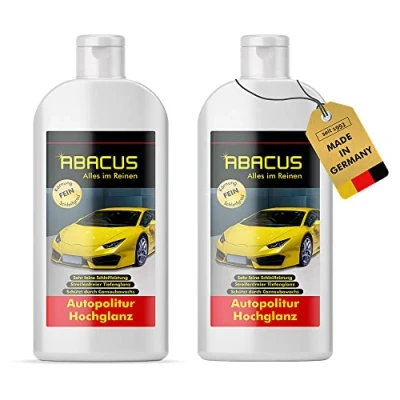 Abbildung von ABACUS® Autopolitur Hochglanz, Hochglanzpolitur, Lackpolitur, Politur Auto Politur, Lackglanz, Tiefenglanz, Poliermittel Hochglanz 2x 500 ml (7716.2)