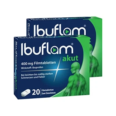 Abbildung von Ibuflam® akut 400 mg Ibuprofen Filmtabletten Doppel Pack 2 x &quot;0 Stk. Ibu Schmerztabletten bei Schmerzen, Zahnschmerzen, Fieber und ErkältungSchnelle Schmerzlinderung mit