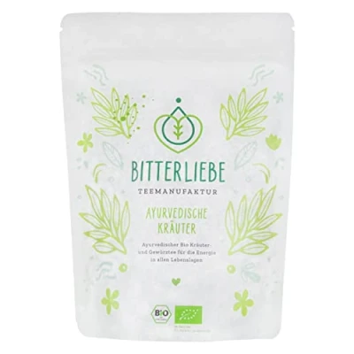 Abbildung von BitterLiebe® Teemanufaktur Ayurvedische Kräuter Bio Kräutertee lose mit der Kraft Bitterstoffe I Bitterkräuter, Zitronengras, Fenchel uvm. ca. 70 Tassen (240g)