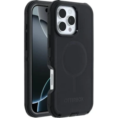 Abbildung von OtterBox Defender Series MagSafe Hülle für iPhone 16 Pro Max, stoßfest, sturzsicher, extrem robust, Schutzhülle, 7X getestet nach Militärstandard, Schwarz, Keine Einzelhandelsverpackung