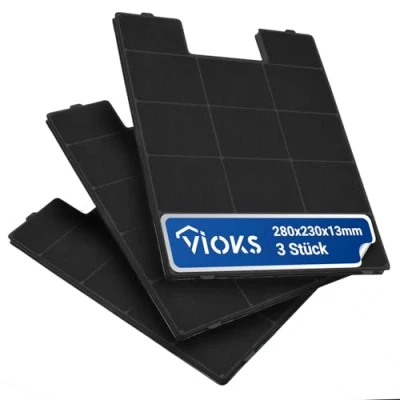 Abbildung von VIOKS Aktivkohlefilter Abluft 3x SET Filter Dunstabzugshaube Zuschneidbar Ersatz für Amica KF 17131 &amp; 17133 Kohlefilter Zuschneidbar/Dunstfilter Abzugshaube/Cleanair