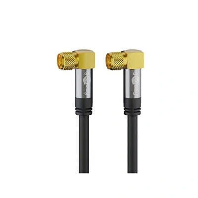 Abbildung von Goobay 70578 Antennenkabel 3m / 90 Grad F Stecker auf SAT Kabel 135 dB Koaxialkabel OFC Satellitenkabel 4fach geschirmt TV Schwarz Fernsehkabel