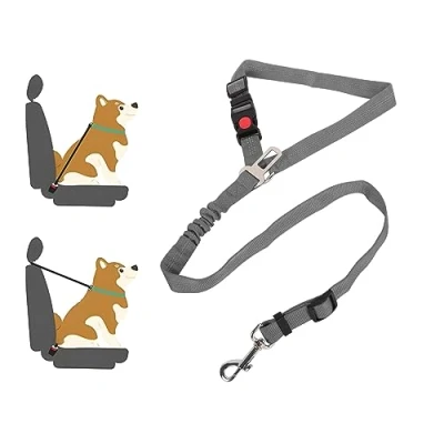 Abbildung von Lollanda Sicherheitsgurt Hund Auto, Hundegurt fürs Auto Sitze mit Reflektierenden Streifen und Pufferseilen, Verstellbarer für Große Mittlere Kleine Hunde (Grau)