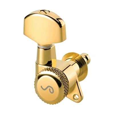 Abbildung von Schaller »M6 135 LOCKING MACHINE HEADS GOLD 3L/3R LARGE METAL 19.5mm POST« Mechaniken für E Gitarre Set mit 6 Stück