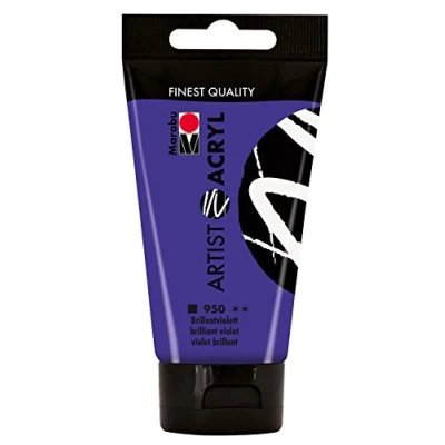 Abbildung von Marabu 12200002950 Artist Acryl brillantviolett 75 ml, feine Acrylfarbe in Künstlerqualität, auf Wasserbasis, pastose Konsistenz, hoch pigmentiert, sehr gute Brillanz und Deckkraft