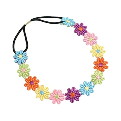 Abbildung von TSHAOUN 3 Stücke Blumen Stirnband Haarband Mehrfarbig Mode Floral Elastisch Haarband, Stickblumen Braut Stirnband, Haarreif für Hochzeit,Festival Party,Reisefotografie,Konzert