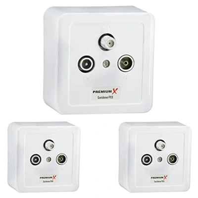 Abbildung von Premium X 3X PX3 Antennendose 3 Fach Enddose Antennen Dose Einzel und Stichleitungsdose Aufputz Unterputz SAT TV Radio HD Multimediadose