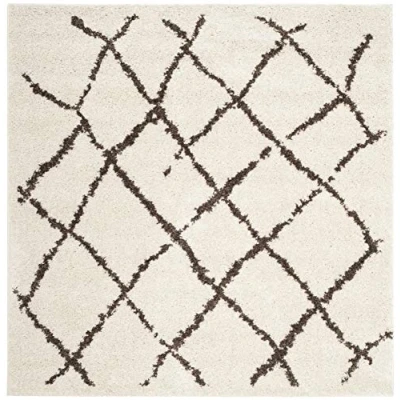 Abbildung von SAFAVIEH Zottelig Teppich für Wohnzimmer, Esszimmer, Schlafzimmer Berber Shag Collection, Kurzer Flor, Creme und Braun, 155 X cm