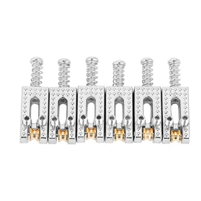 Abbildung von Dilwe Sattel für E Gitarre, 6 Roller Bridge Fender Strat Tele Gitarre 4 Farben(Silber)E Gitarren Zubehör