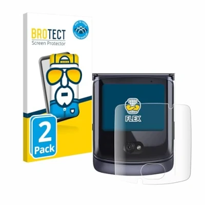 Abbildung von BROTECT 2 Stück Full Cover Schutzfolie für Motorola Razr 5G 2020 (Vorderes Display) Screen Displayschutz Folie [3D Curved, Kristall Klar]