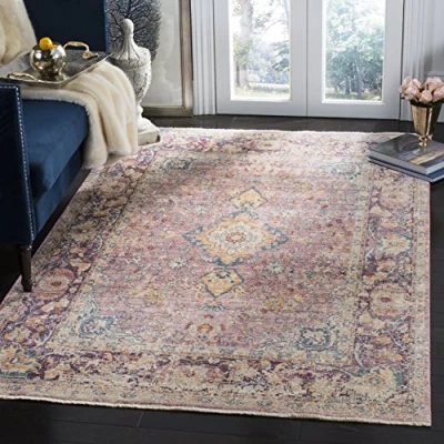Abbildung von SAFAVIEH Traditionell Teppich für Wohnzimmer, Esszimmer, Schlafzimmer Illusion Collection, Kurzer Flor, Lila und Multi, 122 X 183 cm