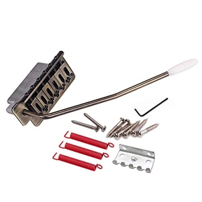 Abbildung von Alnicov Tooyful Tremolo Brückensystem für SQ ST E Gitarre, Kupfer, Bronze, 6 Saiten, flach, Einzelteil, Ersatzteil