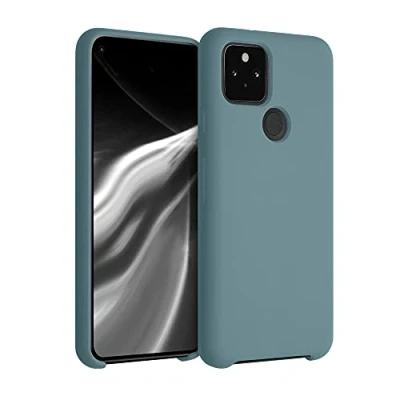 Abbildung von kwmobile Hülle kompatibel mit Google Pixel 5 Silikon Handy Case Handyhülle weiche Oberfläche kabelloses Laden Arctic Night