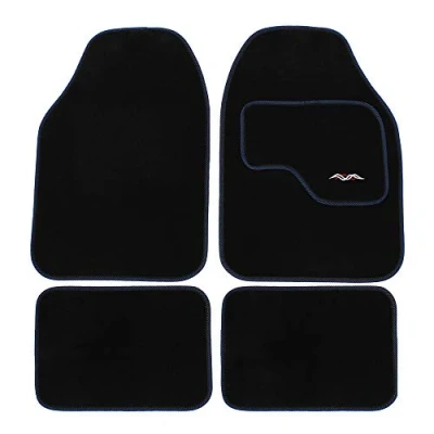 Abbildung von JVL 01 929BL Universal Teppich Set mit PVC Rückseite, Schwarz/Blau, 4 teilig