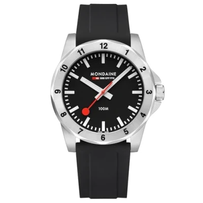 Abbildung von Mondaine MSN.42120.RB Herren Armbanduhr Numeri Quarz Schwarz 42 mm