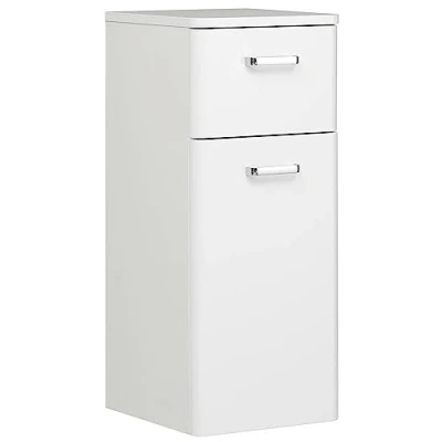 Abbildung von Pelipal Badezimmerschrank Quickset 359 in Weiß Hochglanz, 30 cm breit Unterschrank mit 1 Tür, Schubkasten und Einlegeboden