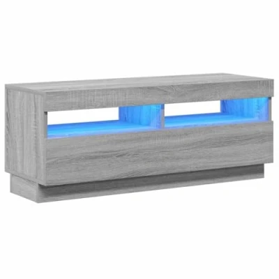 Abbildung von vidaXL TV Schrank mit LED Leuchten Lowboard Möbel Tisch Board Sideboard Fernsehschrank Fernsehtisch HiFi Grau Sonoma 100x35x40cm