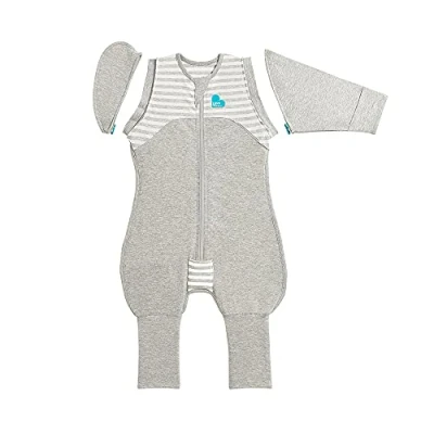 Abbildung von Love To Dream Baby Übergang Puckanzug mit Beinen, idealer Stoff für moderate Temperaturen (20 24C), XL (11 14kg), patentiertes abnehmbares Flügel Design, Schlafanzug Baby, Grau