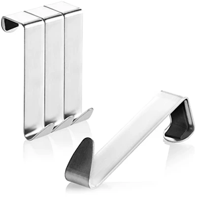 Abbildung von com four® 4x Türhaken aus Edelstahl Kleider Haken für die Türaußenseite Garderobenhaken Schranktür und Zimmertür außen 7,5 cm (04 Stück außen)
