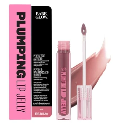 Abbildung von Babe Original Glow Plumping Lip Jelly Hochglanz Lipgloss für vollere, dickere Lippen, feuchtigkeitsspendend und beruhigend, Sheer Mauve