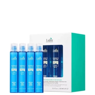 Abbildung von LADOR Perfect Hair Fill up Professional Salon Care. Haarserum: 4x13ml Ampoulen. Haar Kur mit Keratin, Protein, Ceramide, Collagen. Für gesundes glattes