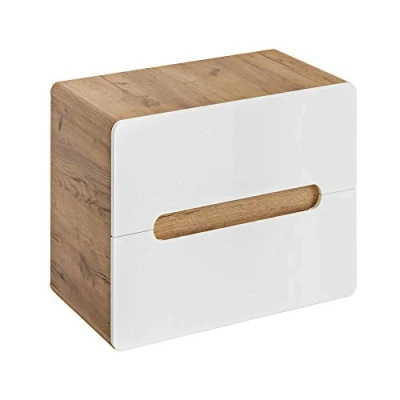 Abbildung von Lomadox Waschbeckenschrank LUTON 56 weiß mit Wotan Eiche Nb. 60/53/46 cm