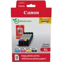 Abbildung von Canon CLI 571XL BK/C/M/Y Tinte mit hoher Reichweite + Fotopapier Value Pack Tintenpatrone