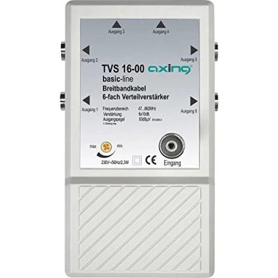 Abbildung von Axing TVS 16 00 6 fach Verteilverstärker für kleine BK (Kabelfernsehen) und terrestrische Netze mit UKW u. DVB T2 HD