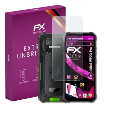 Abbildung von atFoliX Glasfolie kompatibel mit Oukitel WP23 Pro Panzerfolie, 9H Hybrid Glass FX Schutzpanzer Folie