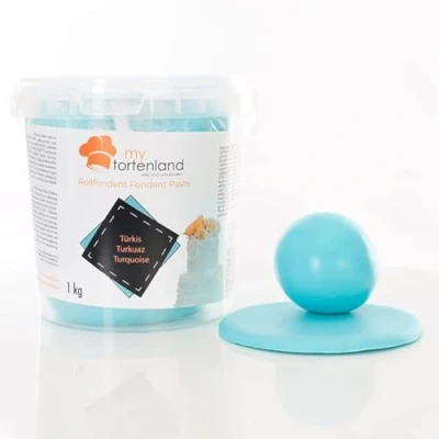 Abbildung von Zuckerteig Rollfondant Zuckermasse Fondant 1 5kg 26 Farben Perfekt zum Modellieren von Figuren und Dekorationen Halal &amp; Koscher (Türkis kg)
