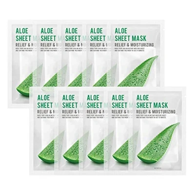 Abbildung von [PAKET VON 10] EUNYUL Purity ALOE Gesichtstuchmasken (22 ml x 10 Stück) Koreanische Hautpflege Feuchtigkeitsspendende, pflegende und klärende natürliche Inhaltsstoffe