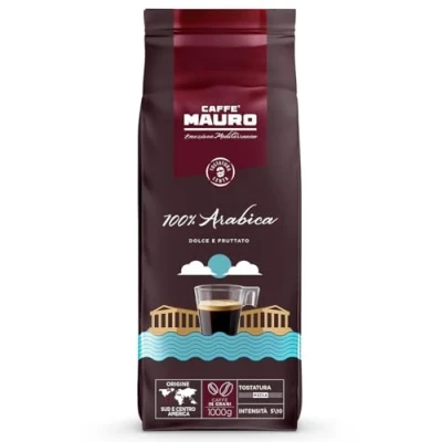 Abbildung von Caffè Mauro Kaffeebohnen 1 kg 100% Arabica Mischung mittlere Röstung Intensität 5/10 hergestellt in Italien 1kg Packung