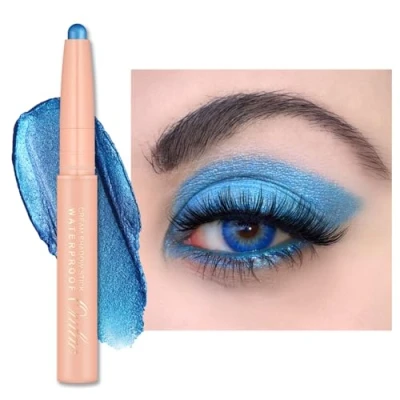 Abbildung von Oulac Dreh Lidschatten Stick Blau Metallic Finish Wasserfest &amp; Wischfest, Hält 16 Stunden+, Cremig seidige Textur, Vegan 08 Aqua