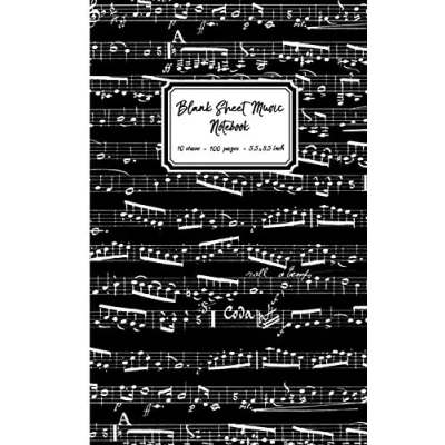 Abbildung von Blank Sheet music Notebook: Black Notes cover, 10 stave staff paper, 100 pages, 5.5x8.5 inch Manuscript Paper Musicians, Small approx A5 Notebook for writing notation