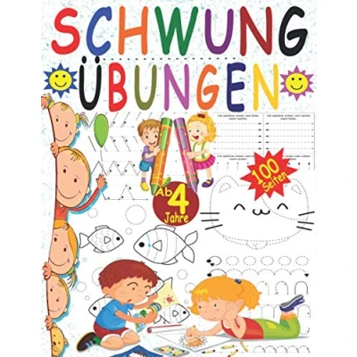 Abbildung von Schwungübungen ab 4 Jahre: Übungsheft für den Kindergarten und Vorschule zur Erhöhung der Konzentration, Augen Hand Koordination Feinmotorik ... Geschenk Kinder