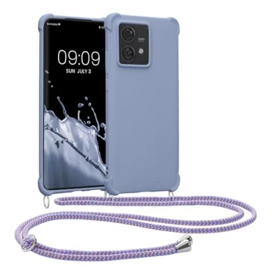 Abbildung von kwmobile Necklace Case kompatibel mit Motorola Edge 40 Neo Hülle Cover Kordel zum Umhängen Silikon Schutzhülle Lavendel
