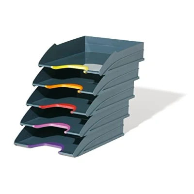 Abbildung von Durable Briefablage A4 (Varicolor) Ablagesystem mit 5 Fächern, Blauer Engel zertifiziert, anthrazit farbigen Griffzonen, 770557