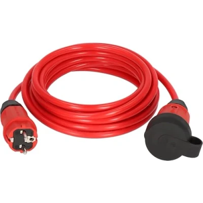 Abbildung von Brennenstuhl Professional Verlängerungskabel VQ 1110 IP44 (5m Kabel H07BQ F 3G1,5 in rot, Baustelleneinsatz und ständiger Einsatz im Freien, Made Germany)