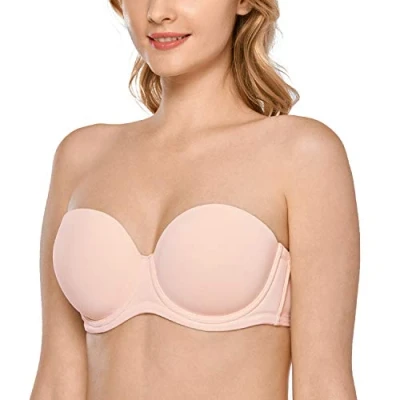 Abbildung von DELIMIRA Damen Trägerloser BH Bügel mit geformte Cups Aprikosenrosa 105D