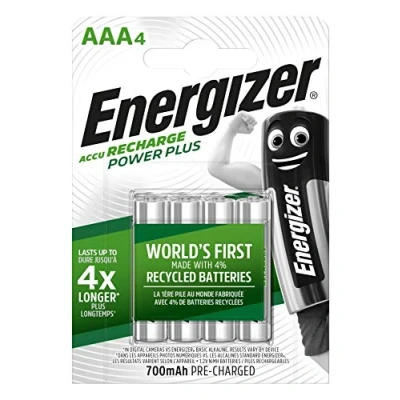 Abbildung von Energizer Original Akku Power Plus Micro AAA (700mAh, 1,2 Volt, 4 er Pack) NiMH Technologie