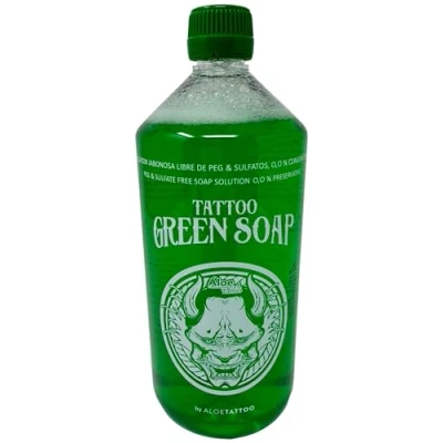 Abbildung von ALOE Green Soap 1L Grüne Seife TATTOO abwischen/reinigen INKgrafiX® Deutschland PROFI STUDIO IG03546 vegan