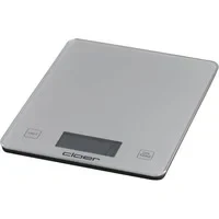 Abbildung von Cloer 6878 Digitale Küchenwaage für bis zu 10 kg, Zuwiegefunktion, Gewichtsmessung in 1 g Schritten, Mengenangabe Gramm, Milliliter oder Unze möglich, Glasoberfläche, LCD Display, silber