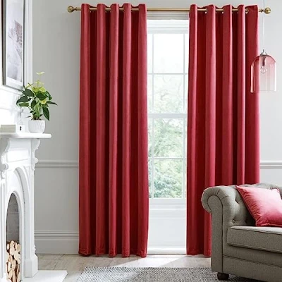Abbildung von Laurence Llewelyn Bowen 2 Stück Montrose Verdunkelungsvorhänge aus Samt, 1 Paar mit Ösen, Polyester, Burgunderrot, 66 x 72 (168 183cm)